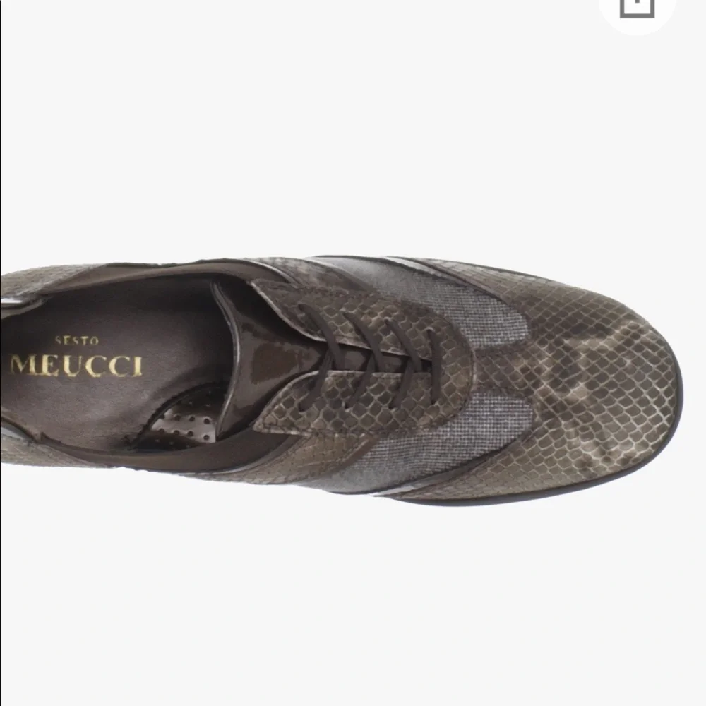 Sesto Meucci Brown Leather Snakeskin Jaxine Comfort Fashion Sneakers Sz 7.5